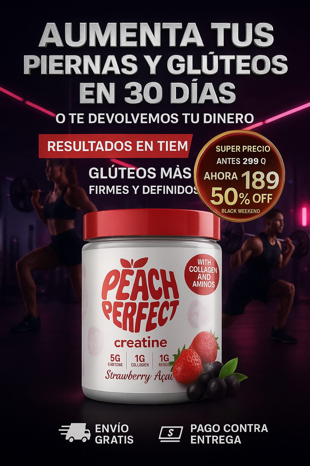 Creatina Perfect Peach🍑BLACK WEEKEND 40 %  Fuerza y Tonificación en tus glúteos💪 + ENVÍO GRATIS ✅